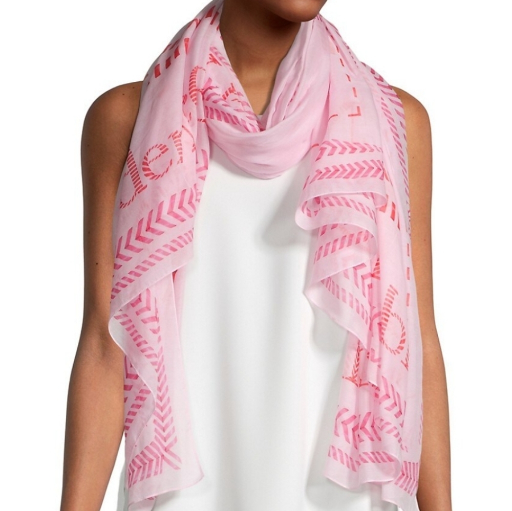 Alexander McQueen Logo XL Whipstitch Cotton & Silk Rectangular Scarf Pink